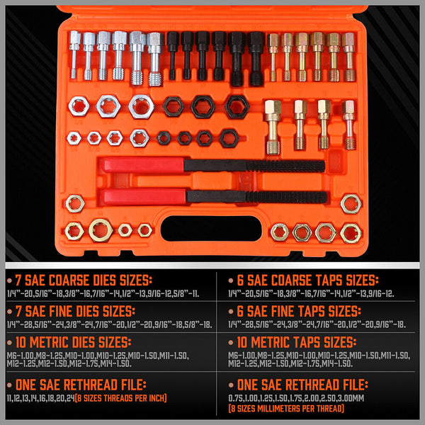 Hand Tool Accessories 48 Pieces Sae And Metric Thread Restorer Kit Fractional