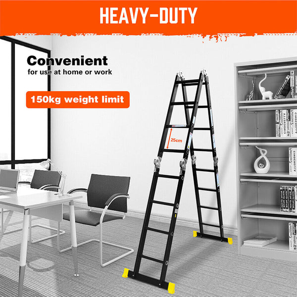 Ladders 4.7M Multi Purpose Ladder Aluminium Folding Platform Extension Step Non Slip Au