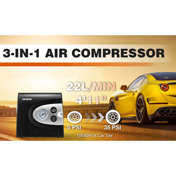 Air Compressors Noone 3 In 1 Air Compressor Tire Inflator 12V Portable Car Pump