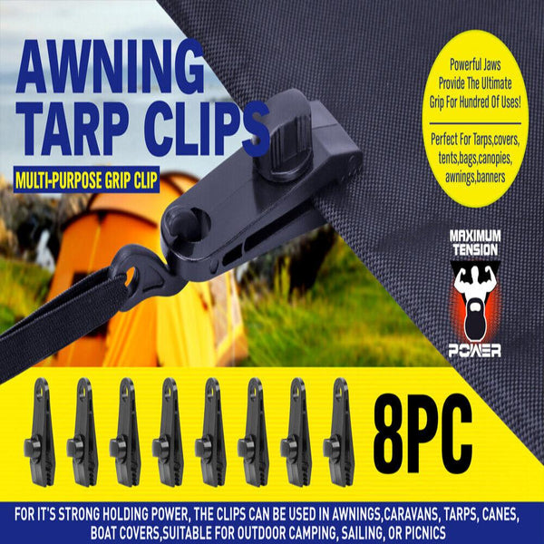 Awning & Canopy Parts 8Pc Awning Tarp Clamp Set Clips Hangers Survival Tent Emergency Grommet