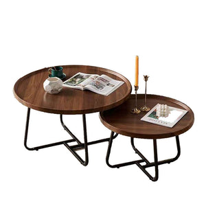 Coffee Tables Removable Set Of 2 Round Coffee Table Walnut Nesting Side End Furniture