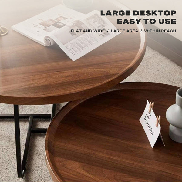 Coffee Tables Removable Set Of 2 Round Coffee Table Walnut Nesting Side End Furniture