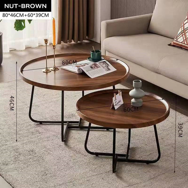 Coffee Tables Removable Set Of 2 Round Coffee Table Walnut Nesting Side End Furniture