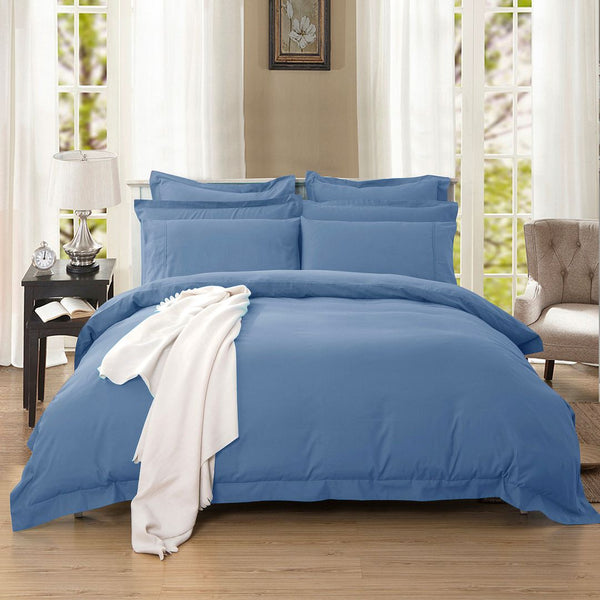 Quilt Covers 1000Tc Tailored Double Size Quilt/Duvet Cover Set Greyish Blue