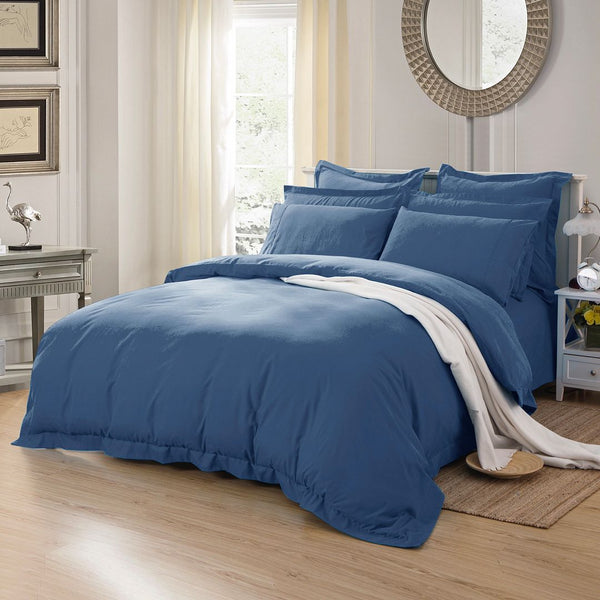 Quilt Covers 1000Tc Tailored Double Size Quilt/Duvet Cover Set Greyish Blue