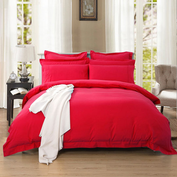 Quilt Covers 1000Tc Tailored King Single Size Red Duvet Quilt Cover Set