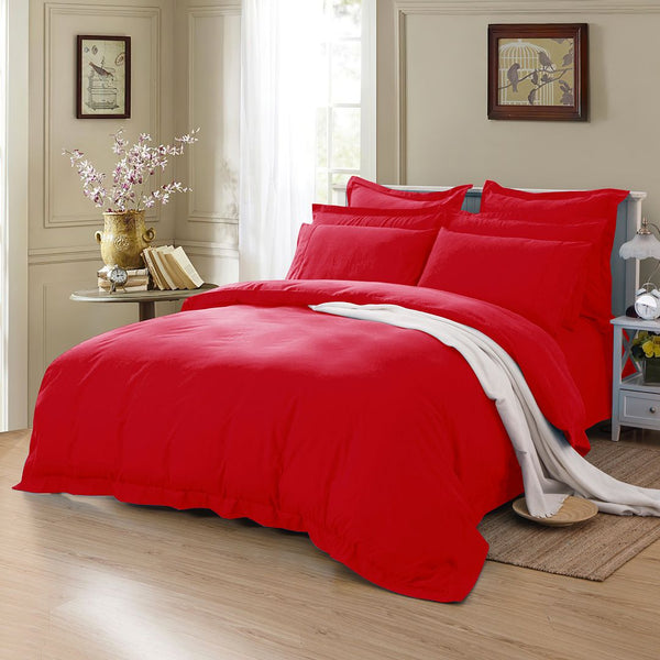 Quilt Covers 1000Tc Tailored King Single Size Red Duvet Quilt Cover Set