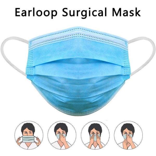 Face Masks 50X Disposable Surgical Face Mask Dust Mouth Guard 3 Ply Air Purifying