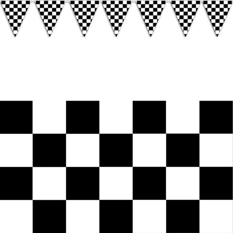 Banners, Bunting & Garlands Checkered Bunting Flag Race Car Chequered Banner Hanging Decoration Triangular 10.8 Metres