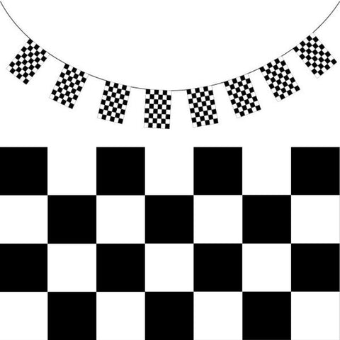 Banners, Bunting & Garlands Checkered Bunting Flag Race Car Chequered Banner Hanging Decoration Rectangular 43.2 Metres