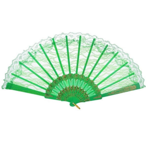 Hand Fans Lace Fan Hand Folding Wedding Party Bridal Spanish Costume Accessory Green