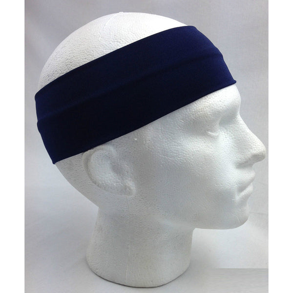 Headbands Plain Headband Elastic Stretch Sports Yoga Hair Band Unisex 8Cm Wide Wrap Navy Blue