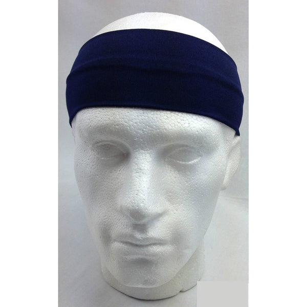 Headbands Plain Headband Elastic Stretch Sports Yoga Hair Band Unisex 8Cm Wide Wrap Navy Blue