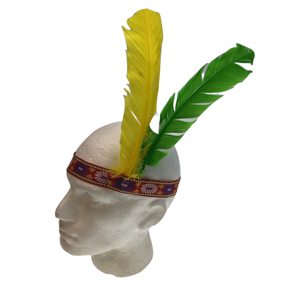 Hats Indian Two Feather Headband Headdress Fancy Dress Native American Costume Party