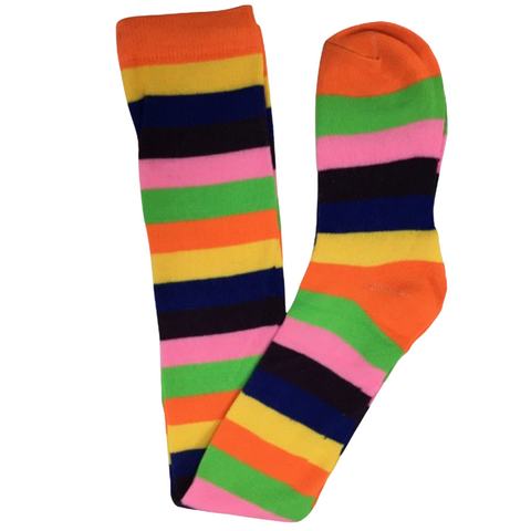 Socks Over The Knee Plain Striped High Thigh Ladies Long Womens Stripey Stocking Pink Rainbow