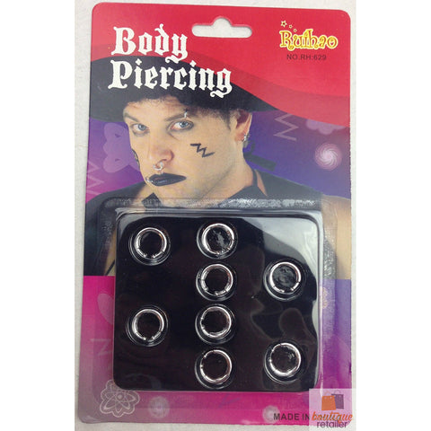 Body Piercing Jewellery 8 Body Fiercing Fake Rings Costume Nose Earrings Lip Jewellery Clip On Party