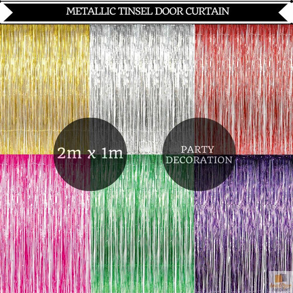 Party Decorations Tinsel Curtain Foil Metallic Fringe Backdrop Party Door Decorations 200Cm X 100Cm Green