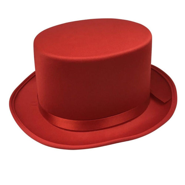 Hats Satin Top Hat Costume Party Cap Fancy Dress Trilby Fedora Red