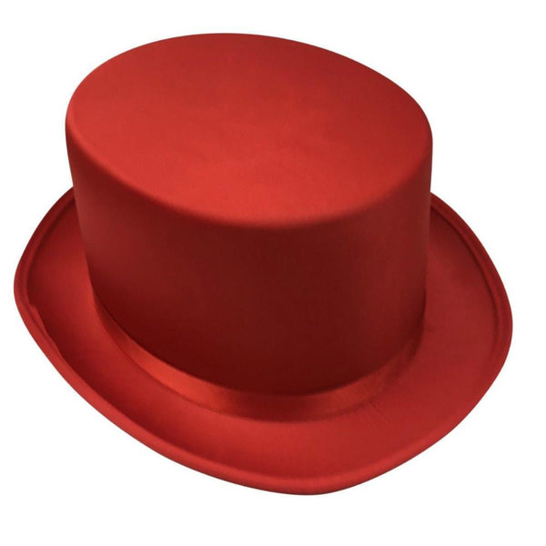 Hats Satin Top Hat Costume Party Cap Fancy Dress Trilby Fedora Red