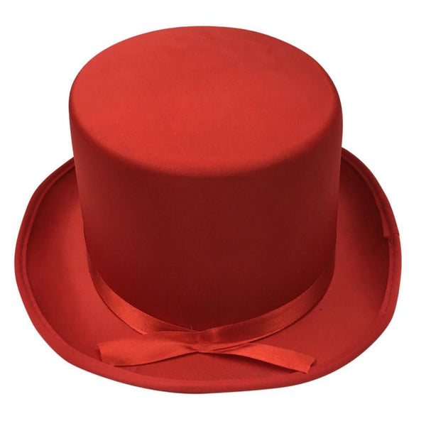 Hats Satin Top Hat Costume Party Cap Fancy Dress Trilby Fedora Red