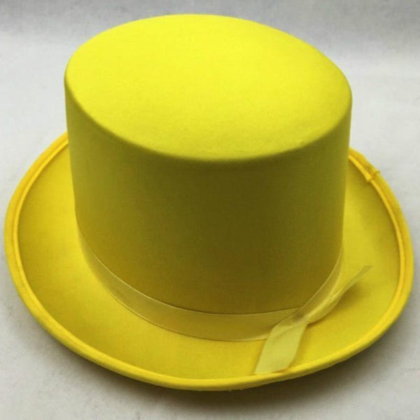 Hats Satin Top Hat Costume Party Cap Fancy Dress Trilby Fedora Yellow