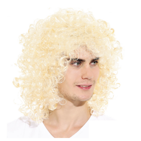 Wigs, Facial Hair Mens Long Curly Wig For Costume Party Fancy Hair Rock 70S 80S Blonde