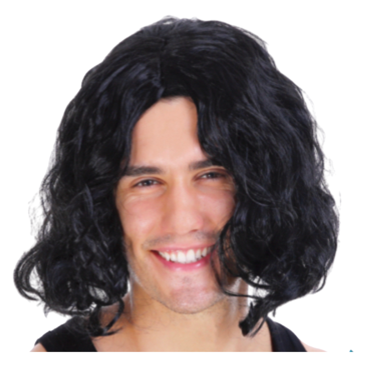 Wigs, Facial Hair Mens Wavy Wig Curly Long Hair Disco Punk Rock Party Costume 60S 70S Black