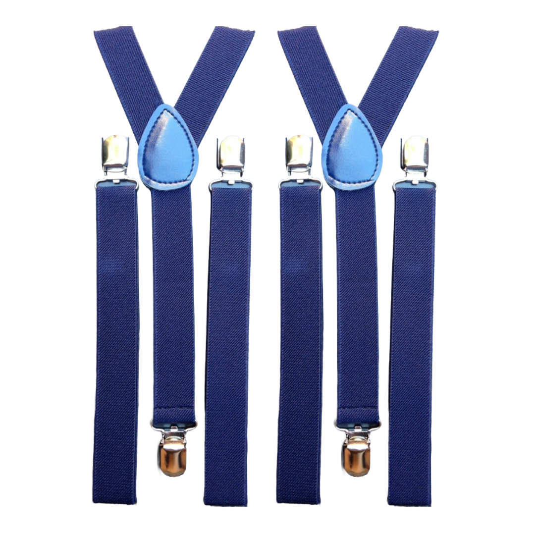 Suspenders/Braces 2X Mens Suspenders Braces Adjustable Strong Clip On Elastic Formal Wedding Slim Navy