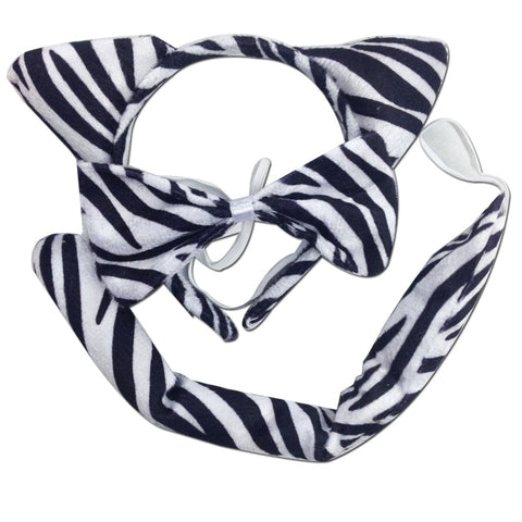 Unisex Costumes 3Pcs Set Animal Costume Dress Up Party Bow Tie Tail Ears Book Week Zebra