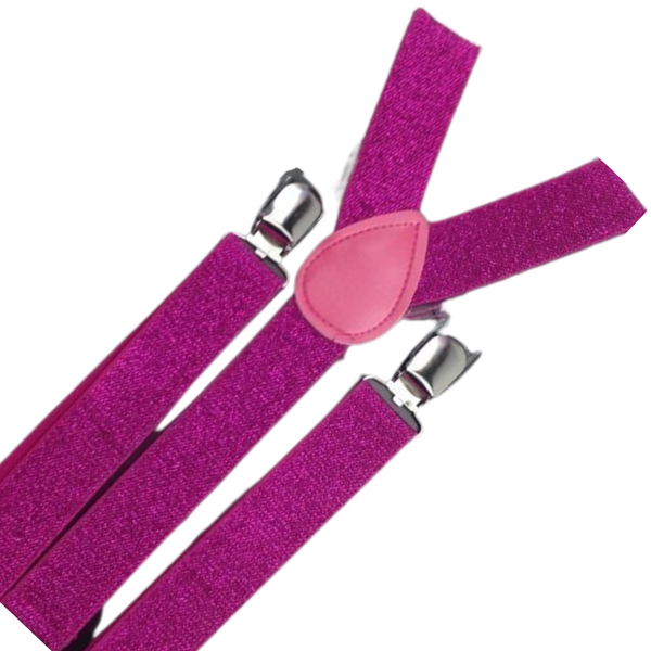 Suspenders/Braces 3X Mens Suspenders Braces Adjustable Strong Clip On Elastic Formal Wedding Slim Hot Pink (Glitter)