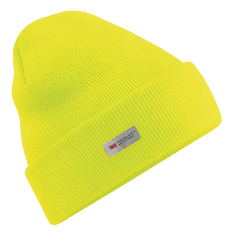 Hats Dents 3M Thinsulate Pull On Beanie Hat Thermal Work High Visibility Neon Yellow