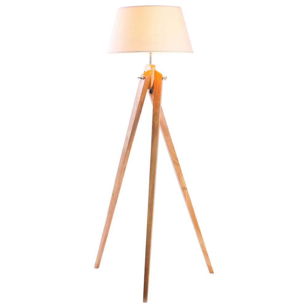 Floor Lamps Large Tripod Floor Lamp Linen Shade Modern Bamboo Wooden Retro Twist Light