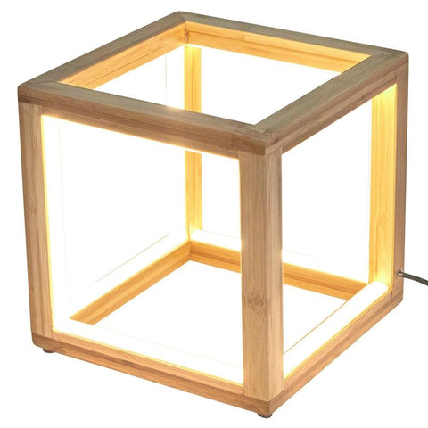 Lamps Bamboo Cube Led Lamp Modern Light Minimalistic Scandi Natural