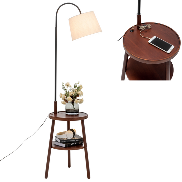 Floor Lamps Naples Tripod Floor Lamp Shelf Storage Drawer Bed Side Table Light W/ Usb Charger