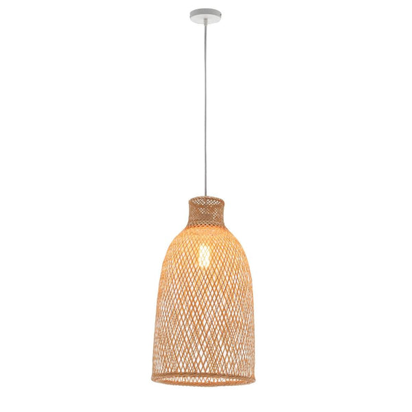 Chandeliers & Ceiling Fixtures Natural Woven Bamboo Cone Pendant Lamp Hanging Light Bell Shade Boho Tropical