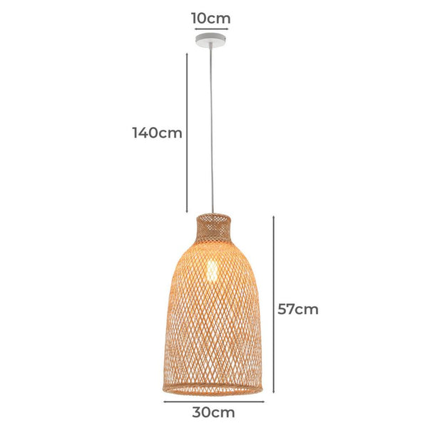 Chandeliers & Ceiling Fixtures Natural Woven Bamboo Cone Pendant Lamp Hanging Light Bell Shade Boho Tropical