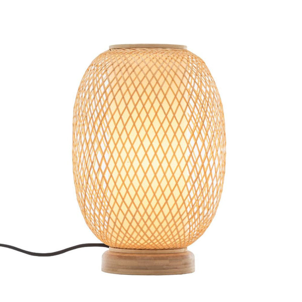 Lamps Natural Woven Bamboo Oval Table Lamp Light Shade Boho Tropical Coastal