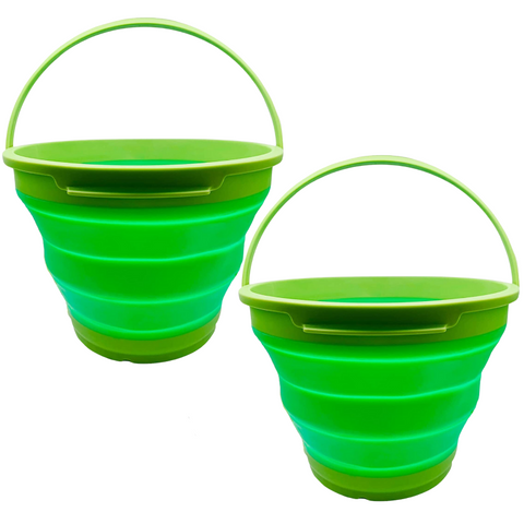 Other Camping Cooking Supplies 2X 7L Foldable Collapsible Silicone Bucket For Hiking/Camping/Fishing Green