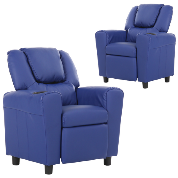 Kids Chairs Set Of 2 Oliver Kids Recliner Chair Sofa Children Lounge Couch Pu Armchair Blue