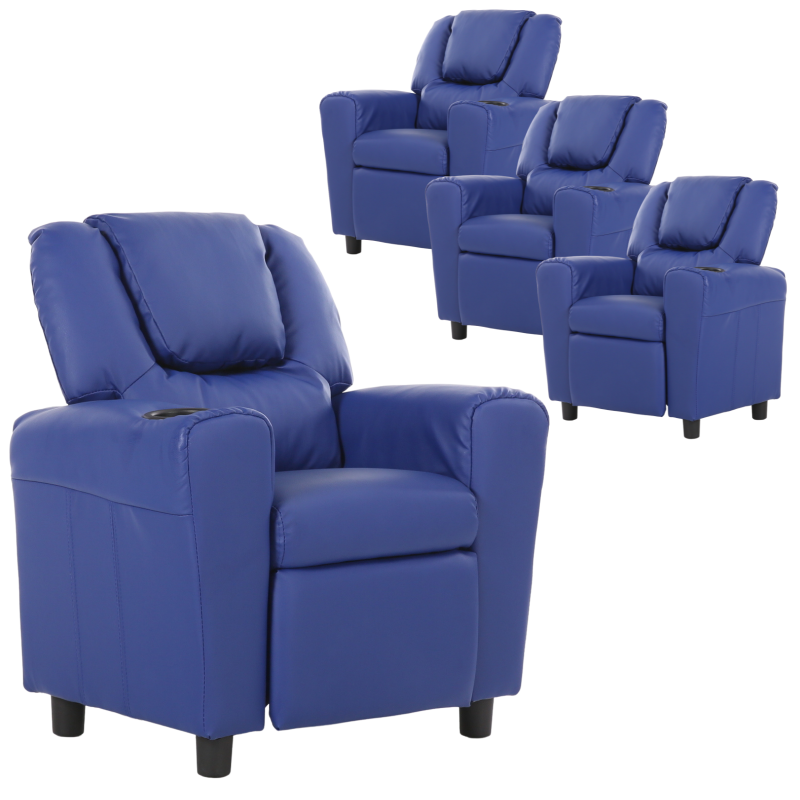 Kids Chairs Set Of 4 Oliver Kids Recliner Chair Sofa Children Lounge Couch Pu Armchair Blue