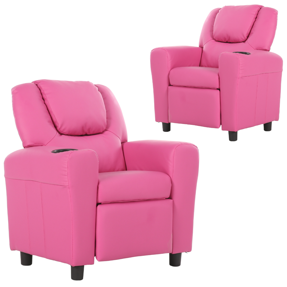 Kids Chairs Set Of 2 Oliver Kids Recliner Chair Sofa Children Lounge Couch Pu Armchair Pink