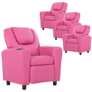 Kids Chairs Set Of 4 Oliver Kids Recliner Chair Sofa Children Lounge Couch Pu Armchair Pink