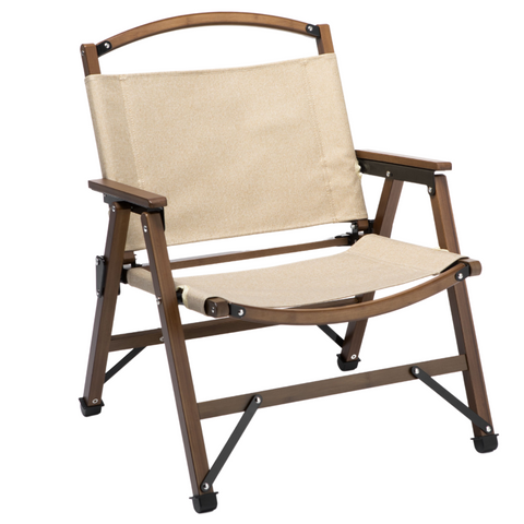 Camping Chairs Bamboo Canvas Foldable Outdoor Camping Chair Wooden Travel Picnic Park Khaki/Beige