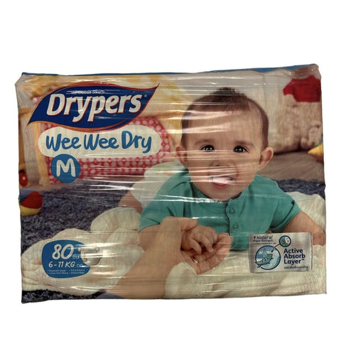 Disposable Nappies 80Pk Drypers Wee Disposable Diaper Nappies Nappy Medium 6 11Kg