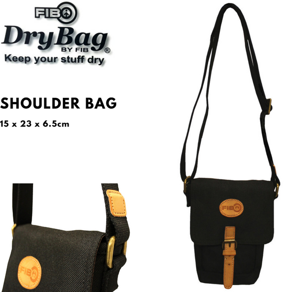 Bags Fib Water Resistant Small Shoulder Canvas Bag Adjustable Strap Black