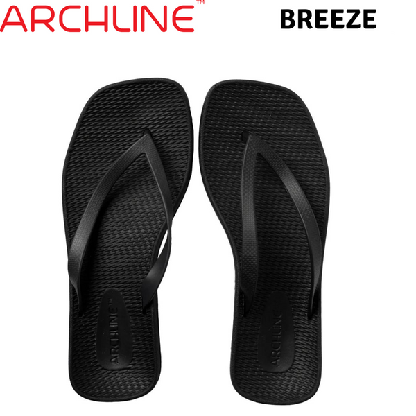 Slippers Archline Breeze Support Orthotic Thongs Flip Flops Black 36 Eur (Womens 5Us)