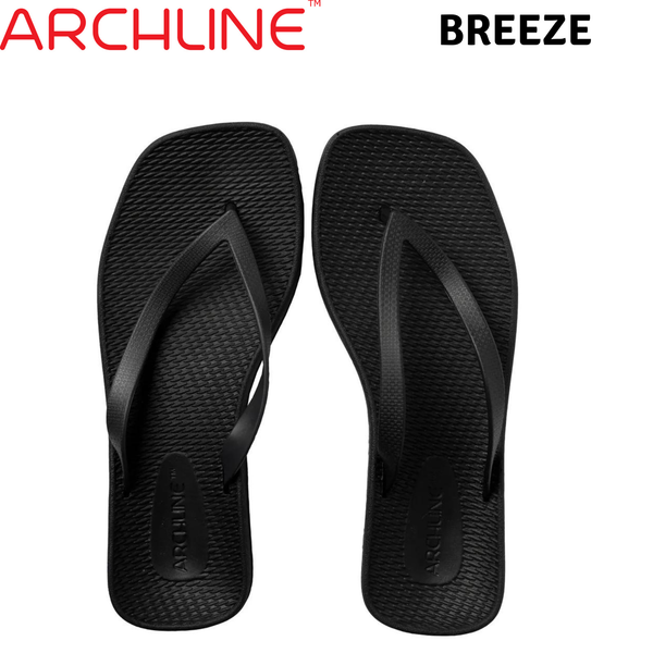 Slippers Archline Breeze Support Orthotic Thongs Flip Flops Black 38 Eur (Womens 7Us/Mens 5Us)