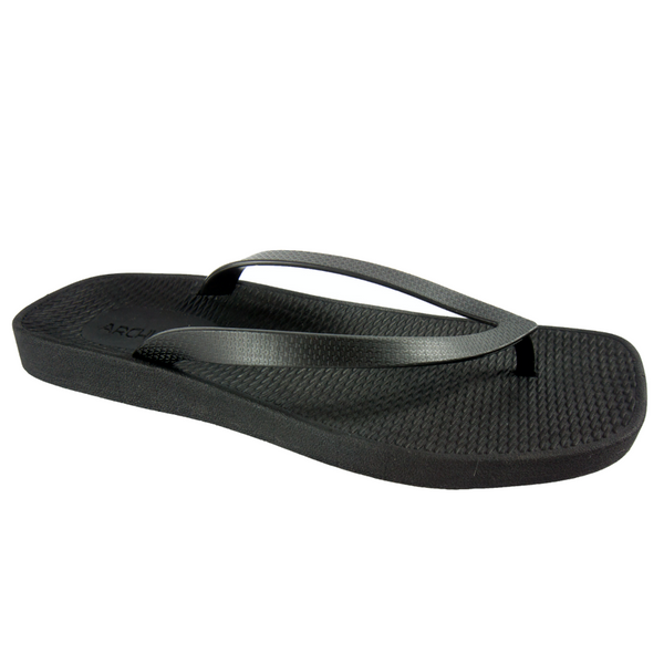 Slippers Archline Breeze Support Orthotic Thongs Flip Flops Black 38 Eur (Womens 7Us/Mens 5Us)