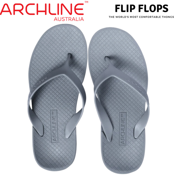 Slippers Archline Orthotic Flip Flops Thongs Support Shoes Footwear Grey