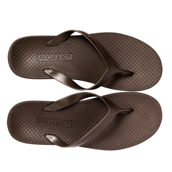 Slippers Archline Orthotic Thongs Support Shoes Footwear Flip Flops Orthopedic Brown/Brown